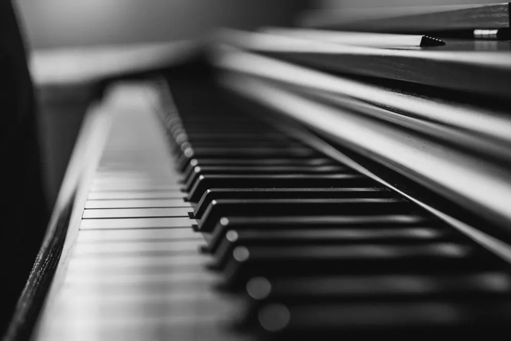 Piano keys in motion blur